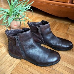 Ecco brown zip ankle boots with snakeskin-style texture detail